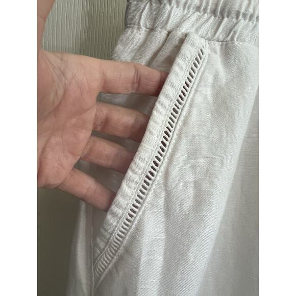 LANE BRYANT Plus White Linen Blend Lagenlook Wide Leg Pull On Pants - Picture 4 of 14